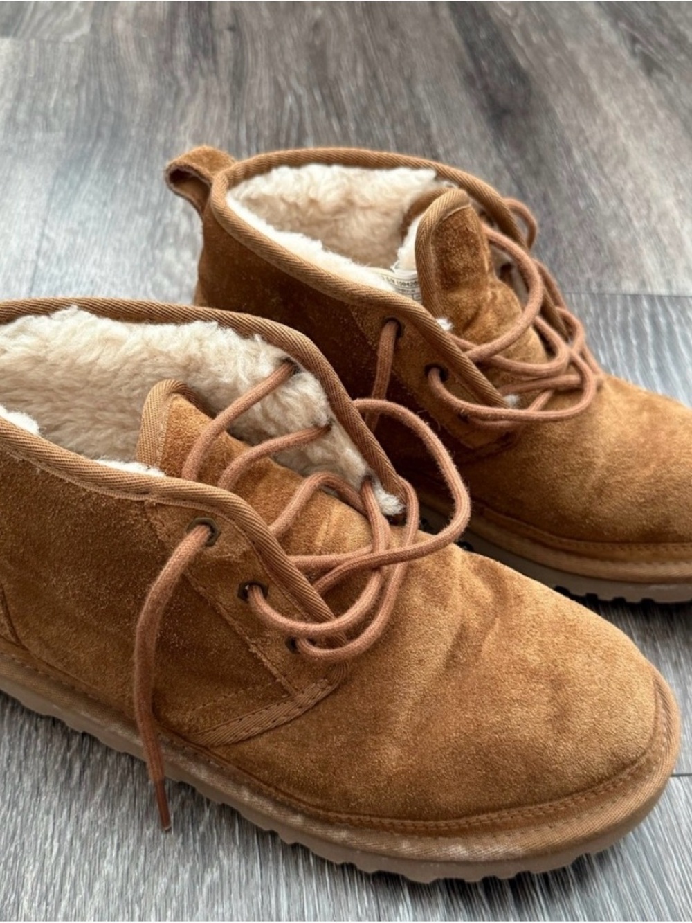 Woman Uggs Suede Faux-Shearling Lace-Up Boots in Brown